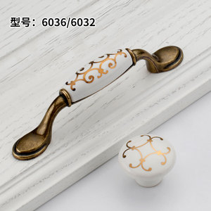 European Style Ceramic Cabinet Handle 6036 6032 Zinc Alloy Bar Pull Drawer Hardware For Furniture - Product Image 1