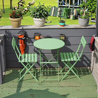 Petit Ensemble Table et Chaises Pliantes en Fer pour Terrasse, Mobilier d'Extérieur pour Balcon, Jardin, Cour, Idéal pour la Détente