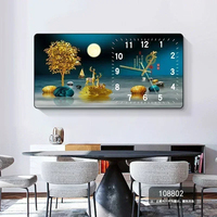 Horloge murale cristal porcelaine peinture horloge moderne décoration de salon peinture suspendue décoration de maison de luxe peinture murale