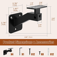 Kit de supports de main courante pivotants à 90 degrés, en acier robuste, pour montage mural sur escalier, supports de main courante réglables pour bois