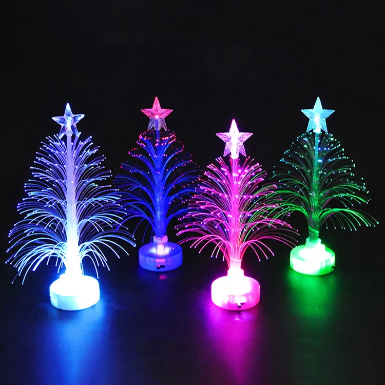 12.5cm Christmas gifts diy pre lit fiber optic lights led christmas trees