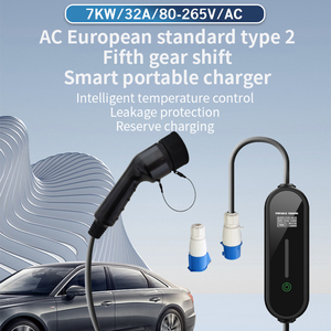 Cargador de coche eléctrico portátil tipo 2 cargador de CA Ev para el hogar 7Kw corriente ajustable 8A 10A 13A 16A 32A estación de carga de coche móvil - Product Image 2
