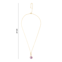 Collier Médaille Lavande Céleste avec Disque d'Améthyste Brute et Perle d'Eau Douce, Chaîne Dorée, Bijou Élégant à Double Pierre pour Femme