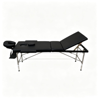 Lit de massage portable à 3 sections avec pieds en acier inoxydable et sections tête ou pieds réglables
