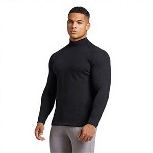 Camisetas de compresión de manga larga para hombre, estampadas en blanco y negro, cuello alto, ajustadas, informales, para gimnasio, fitness y entrenamiento. - Product Image 2