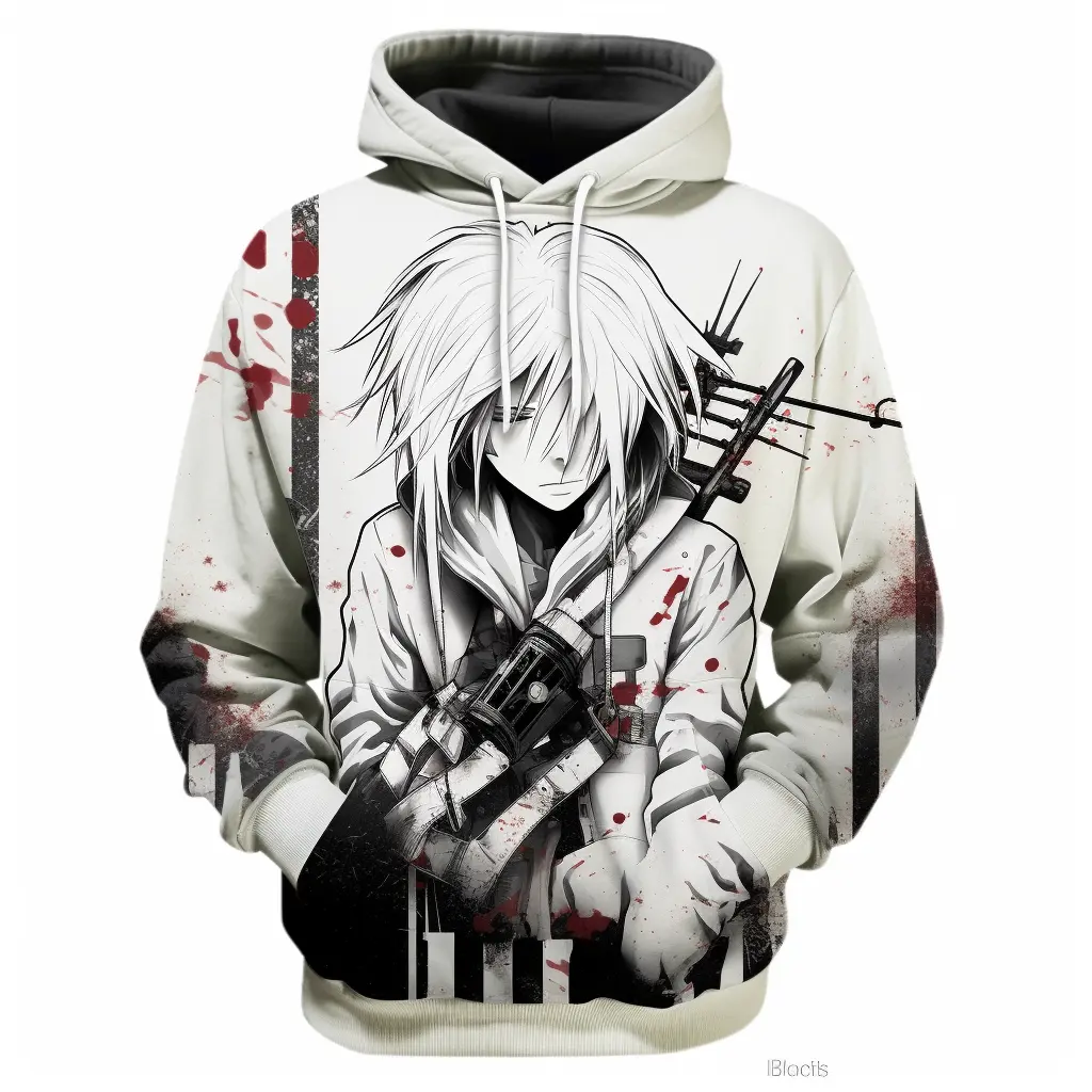 Hoodie For Men Satin Lined Manufacturer Anime Sublimation Vintage Washed White Black Clothing All Over Print Chainsaw Man Hoodie