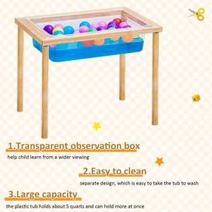 Ensemble de 2 tables <span class=keywords><strong>d</strong></span>'activités interactives pour enfants, tables à <span class=keywords><strong>eau</strong></span> <span class=keywords><strong>et</strong></span> à <span class=keywords><strong>sable</strong></span>, tables sensorielles en bois - Product Image 3