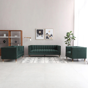 Ensemble de canapés Chesterfield de luxe Winforce Meubles de salon en bois massif avec boutons en velours tuftés convertibles au design nordique moderne - Product Image 2
