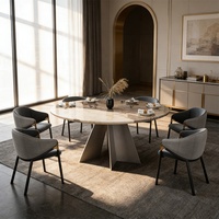 Runder Marmor-Beistelltisch mit Goldenem Edelstahl-Gestell Runder Drehbarer Marmor-Esstisch für Zuhause Edel Minimalistisch