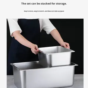 Lavabos cuadrados de acero inoxidable modernos de estilo americano, platos de Buffet, bandejas de platos de cafetería y restaurante - Product Image 5