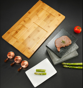 Piatto di <span class=keywords><strong>pietra</strong></span> di bistecca di Lava calda griglia da tavolo Lava Rock al coperto BBQ Hibachi grigliare <span class=keywords><strong>pietra</strong></span> w contorni in ceramica e piatto di bambù - Product Image 5