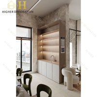 Idées de décoration modernes pour salon de beauté, mobilier de salon de coiffure de luxe sur mesure, table de manucure en bois pour salon de beauté