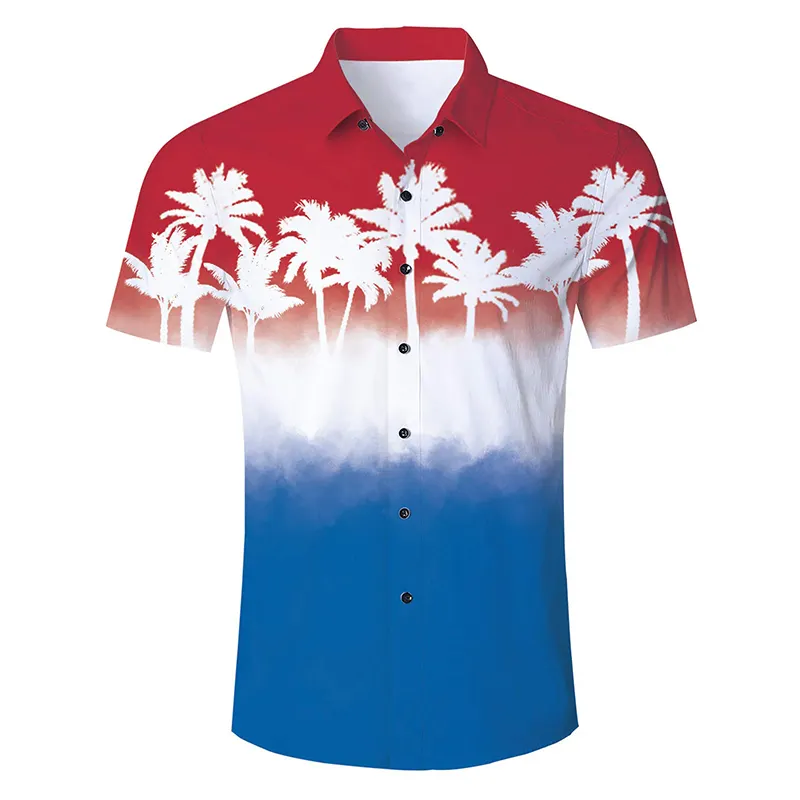 Fabrieksondersteuning Ontwerp Gedrukt Gradiënt Casual Hawaiiaans Shirt Veelzijdig Straatfeest Kantoor Strandkleding