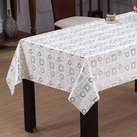 Nappe en PVC RNPT avec support en tissu et motif carré superposé pour tables à manger