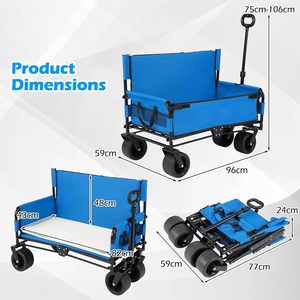 3-in-1 Wide All-Terrain Wheels <strong>Folding</strong> Wagon Beach <strong>Cart</strong> Collapsible Utility Wagon Heavy Duty Garden Camping <strong>Cart</strong> - Product Image 5
