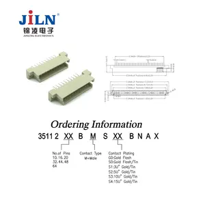 Eurocard Din 41612 Connector Brass Polyester Female Connector Male Ac to Dc Female PBT DIN41612 2.54mm 180 Degree 2 Row 3 AMP