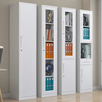 Armoire de classement en acier premium à 2 portes, vitrine métallique fine avec section supérieure en verre transparent et casier de rangement inférieur