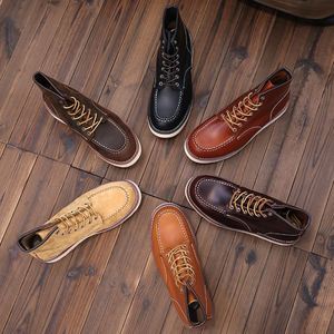 Nuevas Botas de Cuero para Hombre, Estilo Motociclista, Retro, Punta Redonda, Hechas a Mano, de Alta Calidad - Product Image 3