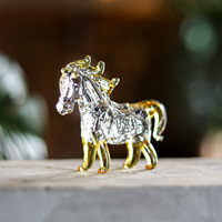 Fait à la main Mini Cristal Cheval Zodiaque Steed Figurine Ornements De Table Collection Animal Décor À La Maison Cadeaux D'anniversaire