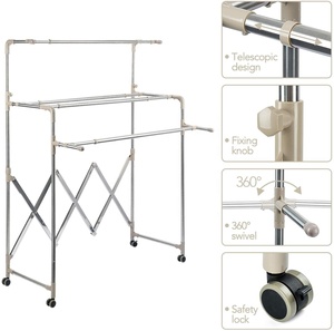 Stainless Steel Drying Cloth Rack Indoor and Outdoor Use Clothes Airer Rack,Extensible Balcony Drying Rack - Product Image 4