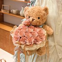 Buket Bunga Teddy Bear Hari Valentine, Buket Bunga Sabun Buatan Tangan Mewah, Hadiah Ulang Tahun untuk Sahabat Terbaikmu
