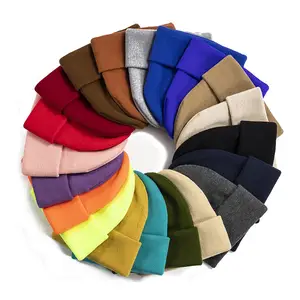 Bonnet chaud et épais pour adultes, chapeau unisexe en acrylique, chapeau court, Logo personnalisé, en tricot, disponible en plusieurs couleurs, vente directe d'usine, nouveau