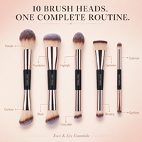 Kit de pinceaux de maquillage cosmétiques avec logo personnalisé, 5 pièces, pinceaux à paupières et à joues en poils synthétiques doux, tube en aluminium, manche en plastique