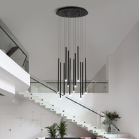 BAHE Personnalisable Moderne Pendentif Noir Villa Escalier Lumière De Luxe Long Lustre LED Fer 2026