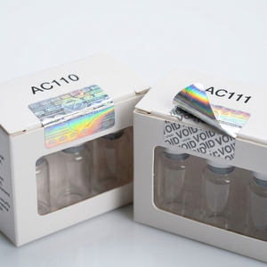 Elite <b>Secure</b>-Dual 2-Vial Peptide Folding <b>Box</b> Double Silver VOID Seals Matte Ivory Cardboard Packaging for 2ml 3ml Research Vials - Product Image 2