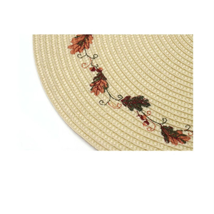 Asian Zen Style Handmade Woven Round Fringe Placemats 32cm Eco Friendly PP <b>Plastic</b> 1cm Thick Yichuan Brand <b>Table</b> <b>Mats</b> EM38 Woven - Product Image 4