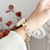 Perlen armband für i Uhr 8 SE Mode Roségold Kette schneller Ersatz 38mm 40mm 41mm Metall armband
