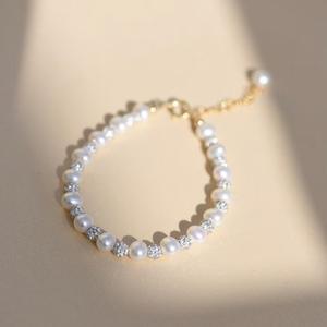 Sparkling 5-6mm Natural Freshwater Pearl <b>Bracelet</b> <b>Adjustable</b> Length Crystal Bangle Exquisite Beautiful Appearance Gift Planet - Product Image 3