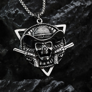 Collar con Colgante de Calavera Vaquera de Acero Inoxidable yunnique, Joyería Occidental para Hombre, Regalo, Colgante de Moda - Product Image 4