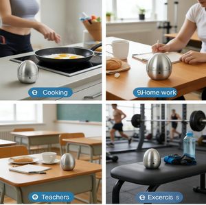 Minuteur de cuisine en acier inoxydable avec affichage LCD précis, compte à rebours en forme d'œuf, double langue, manuel, écologique - Product Image 5