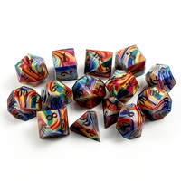 Ensemble de dés en acrylique marbré arc-en-ciel, 7 pièces, logo personnalisé, dés polyédriques à bords vifs pour jeux de rôle Dungeons & Dragons, vente en gros OEM