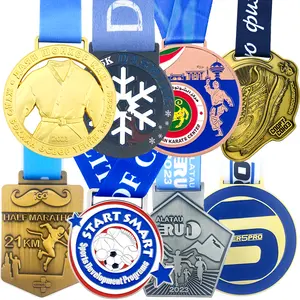 Design Your Own Iron Zinc Alloy Metal Logo Running Medals Custom Sports Finisher Award Marathon Gold Medal For Souvenir