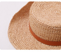 Chapeau de paille en raphia naturel pour femme, tissé à la main, style britannique, pour l'été, la plage, les vacances, les voyages, protection solaire, chapeau de marin