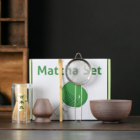 OEM ODM 5PCS Coffrets cadeaux Matcha avec emballage et accessoires, fouet en bambou japonais, bol en céramique, kits de fouets à matcha