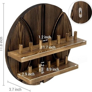 Wooden Ring Storage Rack Circular <b>Wall</b> <b>Mounted</b> 2 Tier Display <b>Shelf</b> For Commemorative Coins Medals Home Decor - Product Image 2
