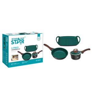 Winning Star 4 Piece Cookware <b>Set</b> Green Nonstick Ceramic Coating For All Stove Types - Product Image 1