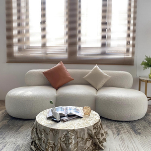 Nhỏ sáng tạo ARC sofa Set gạo trắng kem gió cừu len cho phòng khách khu dân cư khách sạn cửa hàng quần áo đầy với miếng bọt biển - Product Image 4