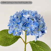 Vente en gros de tiges d'hortensias artificiels bleu saphir, fausse boule d'hortensia en soie de 46 cm pour la décoration de mariage et de la maison