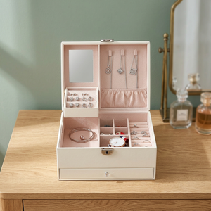 Nouvelle boîte à bijoux de luxe en cuir personnalisée à plusieurs étages, rangement multifonctionnel - Product Image 3