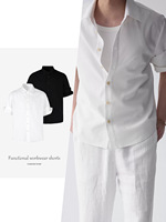 Kemeja Kasual Lengan Pendek Model Lengkung dengan Kancing, Bahan Katun 100% Putih, Kemeja Formal Berkualitas Tinggi untuk Pria