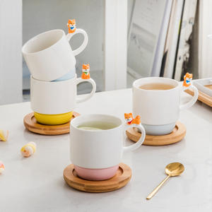 Tasse mignonne en céramique créative avec couvercle cuillère famille couple tasse à café <span class=keywords><strong>Corgi</strong></span> tasse ensemble cadeau - Product Image 2