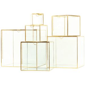 Classic Decorative Brass Frame Glass Square Storage <b>Box</b> Jewelry <b>Keepsake</b> Display Organizer <b>Wedding</b> Jewelry <b>Box</b> - Product Image 1
