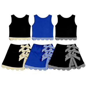 Conjuntos de Yoga de Verano para Niñas con Lazos a Cuadros Negros, Estilo Boutique Personalizado, Venta al por Mayor, Ropa Deportiva de Tenis para Niños, Nueva Moda, Ropa de Fábrica - Product Image 2