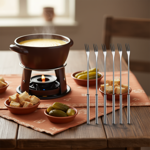 Nouvelles fourchettes à fondue au fromage chromées, lot de 6, en acier inoxydable, manche long, pour faire fondre et servir le fromage - Product Image 3