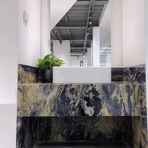 New Design Luxury Bolivia Blue Granite bathroom vanity with Mirrored Cabinets