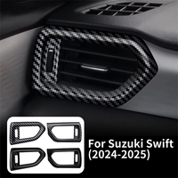 Pour Suzuki SWIFT 2024 2025 brillant noir fibre de carbone Style ABS voiture sortie d'air de contrôle Central tableau de bord cadre autocollant